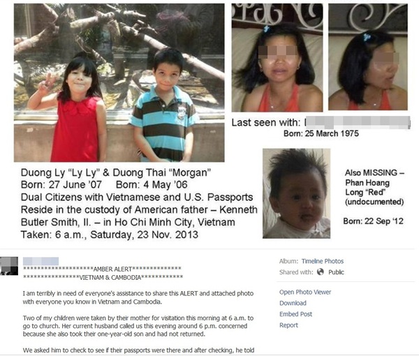 Mẹ Việt dắt 2 con đi mất, cha Mỹ đau đớn nhờ cộng đồng mạng tìm kiếm 1