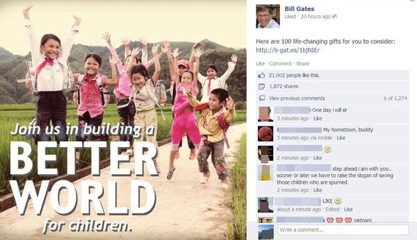 Cư dân mạng xúc động vì Bill Gates đăng ảnh trẻ em Việt Nam 1