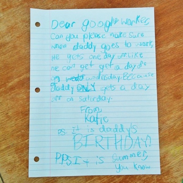 Lá thư siêu dễ thương của bé gái xin cho bố nghỉ việc vào ngày sinh nhật 1