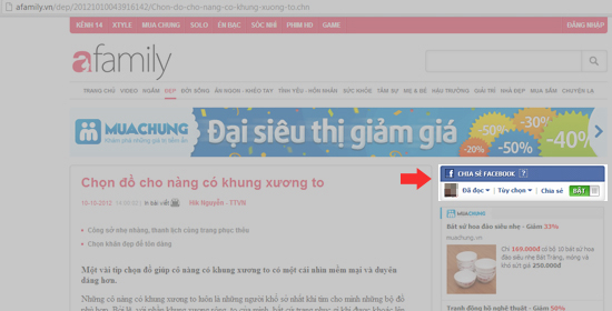 Chia sẻ tin lên Facebook từ Afamily