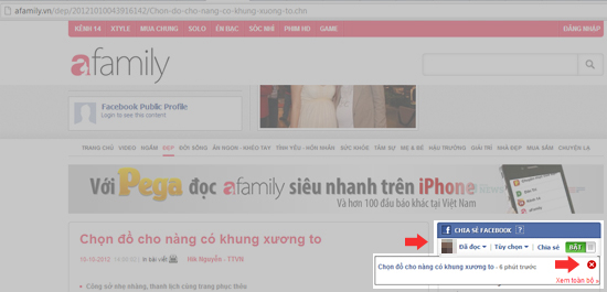 Chia sẻ tin lên Facebook từ Afamily