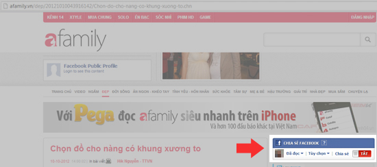 Chia sẻ tin lên Facebook từ Afamily