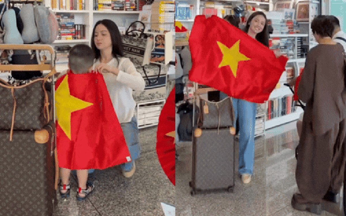 Chu Thanh Huyền và con trai cổ vũ ĐT Việt Nam tại Thái Lan trong ASEAN Cup 2026