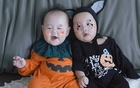 Cặp song sinh nhà Phương Oanh - shark Bình hóa trang Halloween mà ai cũng bật cười vì biểu cảm quá hài