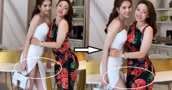 Mặc đầm xẻ cao hun hút, Ngọc Trinh lóng ngóng tạo dáng, cũng may có