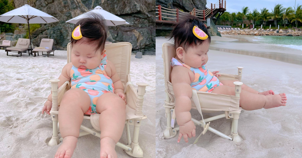 I was swimming but suddenly fell asleep, a 7-month-old baby made netizens feverish