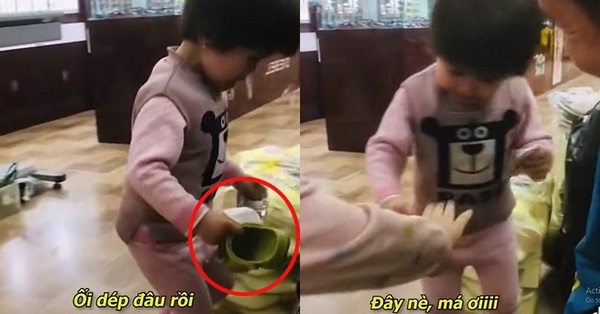 The little girl sobbed looking for her lost slippers, netizens laughed at “goldfish brain”