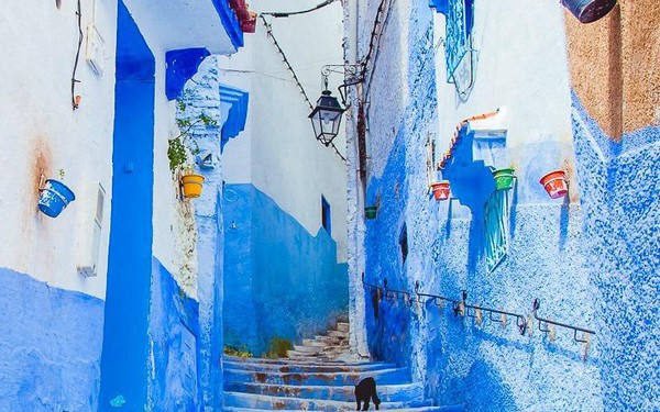 Magical blue city only in fairy tales