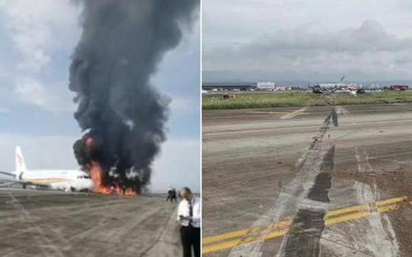 Plane caught fire on runway, dozens injured