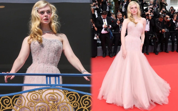 Wearing a pink dress with blonde hair is so beautiful that she looks like Juliet in real life