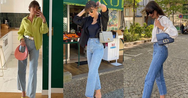 French lady wears straight-leg jeans through the summer