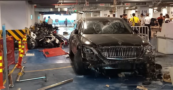 The driver of the Mercedes Maybach that hit a series of motorbikes in the basement was an apartment security guard and was fired