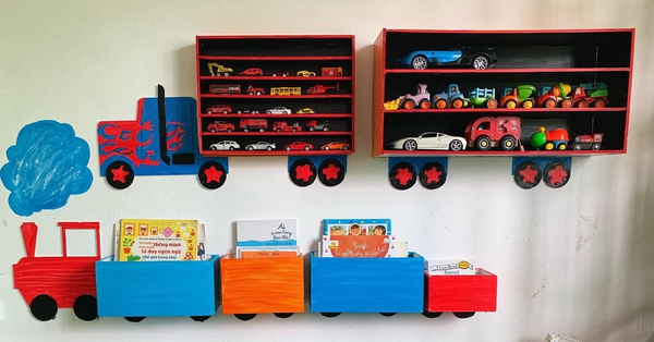 Son loves cars, young mother turns his room into a garage