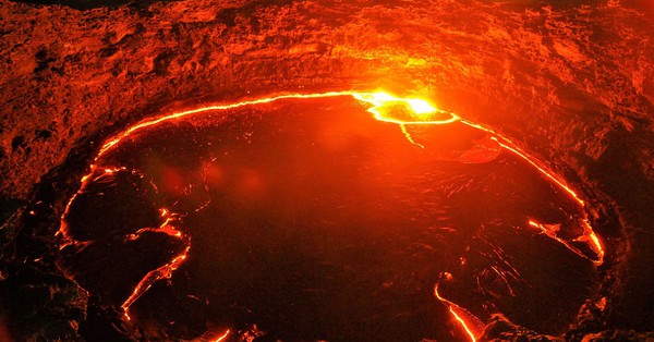Close-up of the “door to hell” in a harsh land