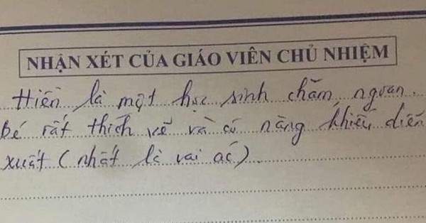 The teacher left a “heavy” comment, the parents “laughed with tears” and didn’t know if it was a compliment or a criticism