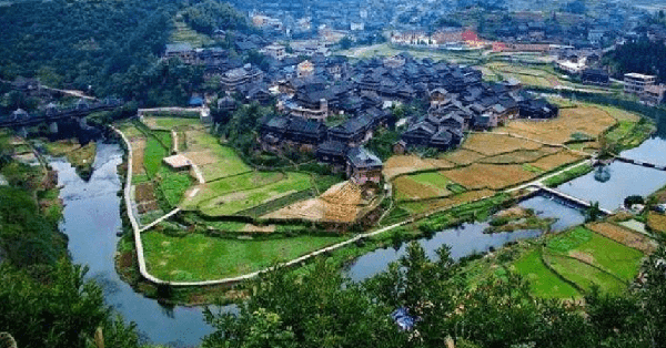 Strange ancient town floating on water in China