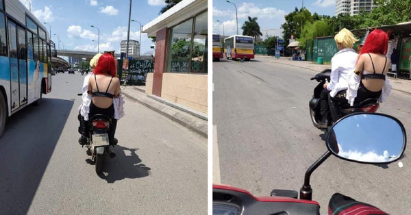 Cô gái mặc áo lót đi xe máy giữa thời tiết hơn 40 độ C khiến ...