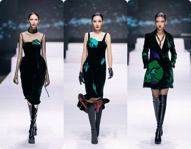 Trở về từ Paris Fashion Week, NTK Hà Linh Thư tiếp tục mang nhung lụa lên sàn catwalk Việt - Ảnh 12. Trở về từ Paris Fashion Week, NTK Hà Linh Thư tiếp tục mang nhung lụa lên sàn catwalk Việt - Ảnh 12.