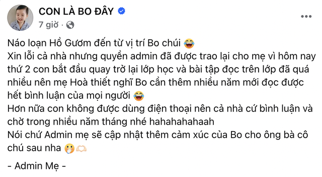B&eacute; Bo - con trai H&ograve;a Minzy bị thu điện thoại sau m&agrave;n đăng status g&acirc;y b&atilde;o khắp MXH, d&acirc;n t&igrave;nh lại hồi hộp chờ ng&agrave;y b&eacute; 