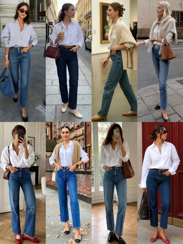 Sơ mi trắng v&agrave; jeans ống rộng: C&ocirc;ng thức mặc đẹp cổ điển, t&ocirc;n d&aacute;ng mọi v&oacute;c người - Ảnh 1.