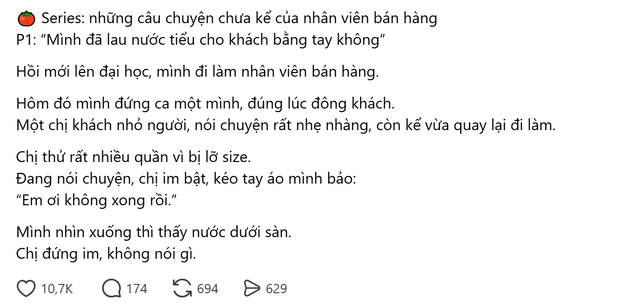 “Tôi đã từng lau nước tiểu cho khách bằng tay không”: Nghe chuyện của nữ nhân viên bán hàng mới thấy thương phụ nữ sau sinh đến nhường nào - Ảnh 1.