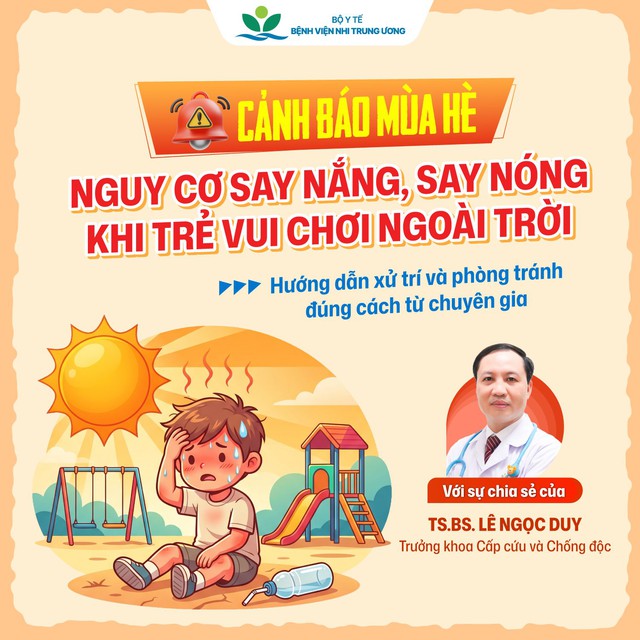 B&aacute;c sĩ BV Nhi Trung ương cảnh b&aacute;o nguy cơ say nắng, say n&oacute;ng khi trẻ vui chơi ngo&agrave;i trời, m&aacute;ch cha mẹ c&aacute;ch xử tr&iacute; v&agrave; ph&ograve;ng tr&aacute;nh đ&uacute;ng c&aacute;ch - Ảnh 1.