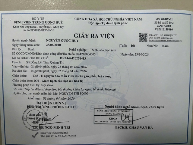 Nỗi đau của nam sinh 16 tuổi mắc bệnh hiểm nghèo: