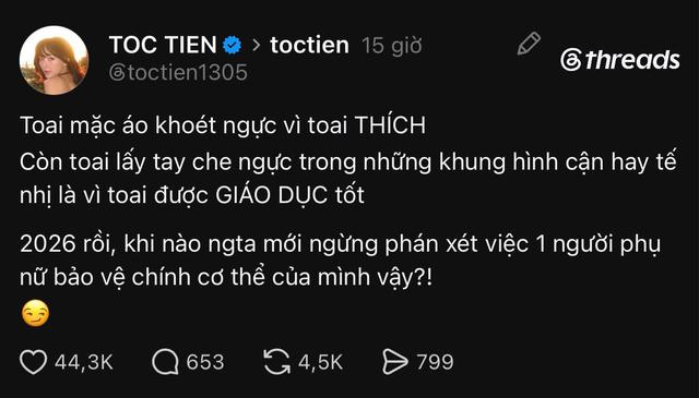 Tóc Tiên lên tiếng chuyện lấy tay che vòng 1:
