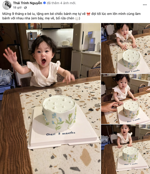 Bé Cheri nhà ca sĩ Thái Trinh tròn 9 tháng tuổi, gương mặt kháu khỉnh khiến dân mạng mê mẩn - Ảnh 1.