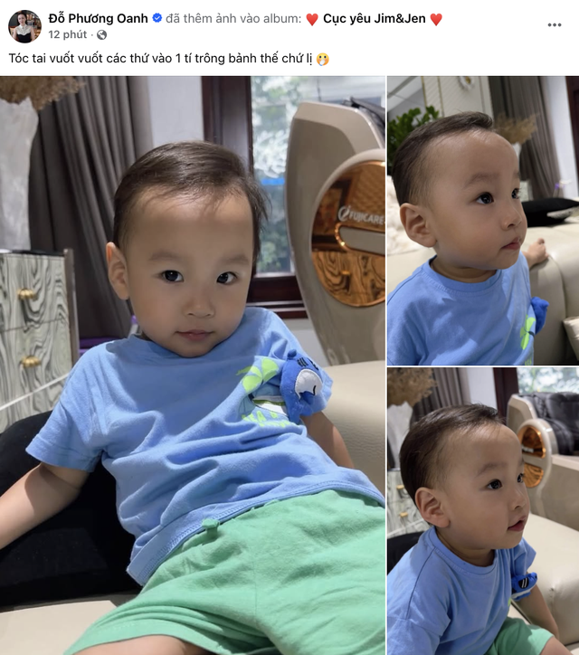 Phương Oanh khoe ảnh mới nhất của quý tử, chỉ vuốt tóc một chút đã ra dáng “soái ca nhí” - Ảnh 1.