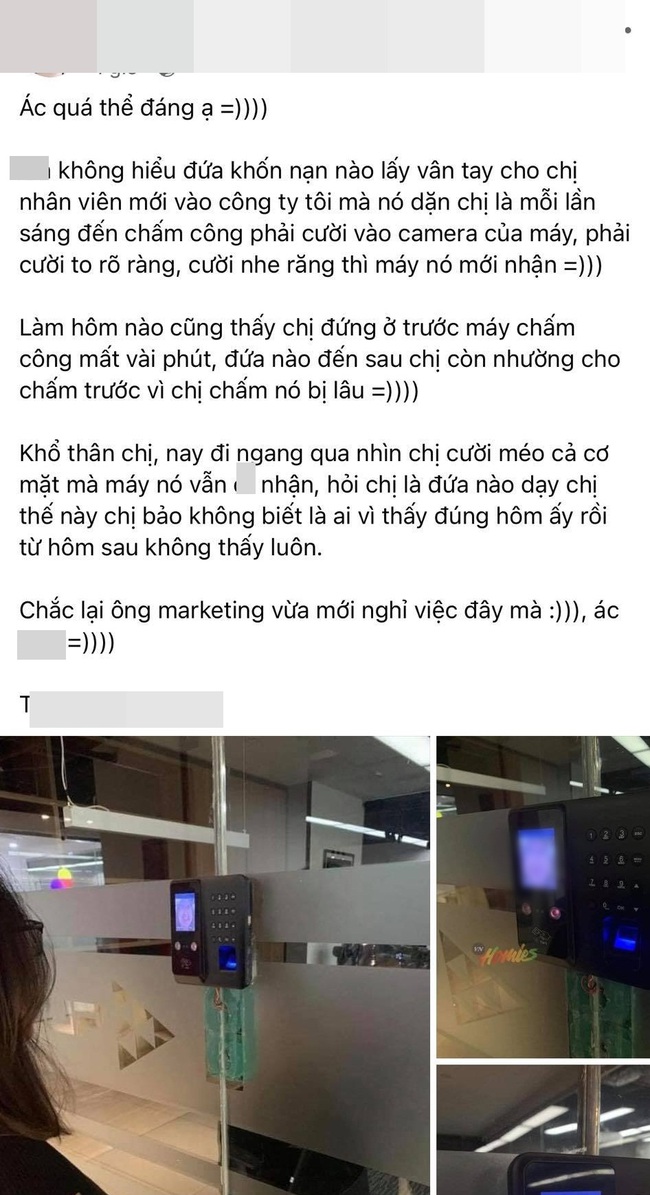 Thấy chị nhân viên mới vào ngày nào cũng đứng cười hết cỡ trước máy chấm công, hỏi ra mới biết một sự thật gây ngỡ ngàng - Ảnh 1.