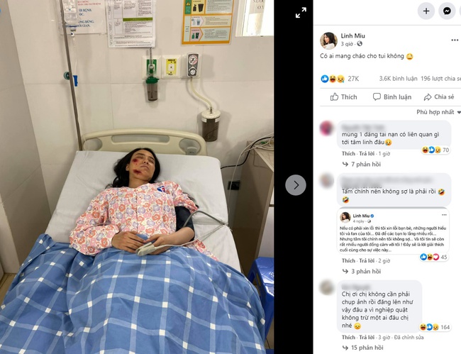 Hot girl Linh Miu đăng ảnh nhập viện đầy thương tích sau phát ngôn &quot;chúc mừng&quot; gây tranh cãi khi nghệ sĩ Chí Tài qua đời - Ảnh 1.