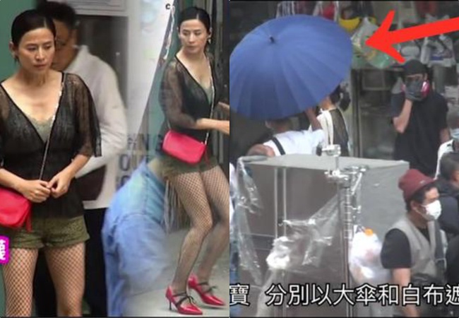 &quot;Lực lượng phản ứng 2020&quot; của TVB: Trọn bộ cảnh Tuyên Huyên 50 tuổi làm &quot;gái bán hoa&quot;, ekip dùng ô cản không cho fan chụp ảnh  - Ảnh 2.