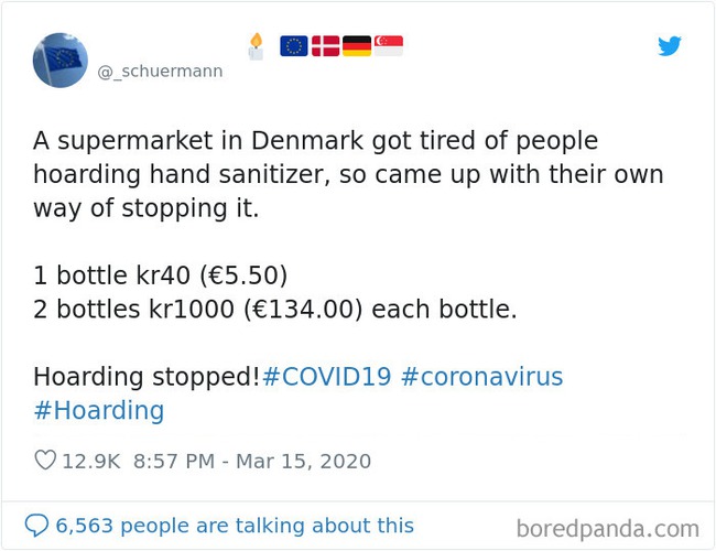 Tăng giá 24 lần cho chai nước rửa tay thứ 2, siêu thị Đan Mạch khiến những kẻ đầu cơ trục lợi bó tay! - Ảnh 1.