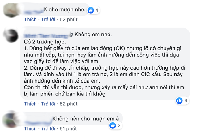 Cô nàng có ý định cho bạn mượn giấy tờ tuỳ thân để xin việc liền bị cư dân mạng kịp thời ngăn chặn: Dẫu có thân đến mấy cũng đừng dại dột! - Ảnh 3.