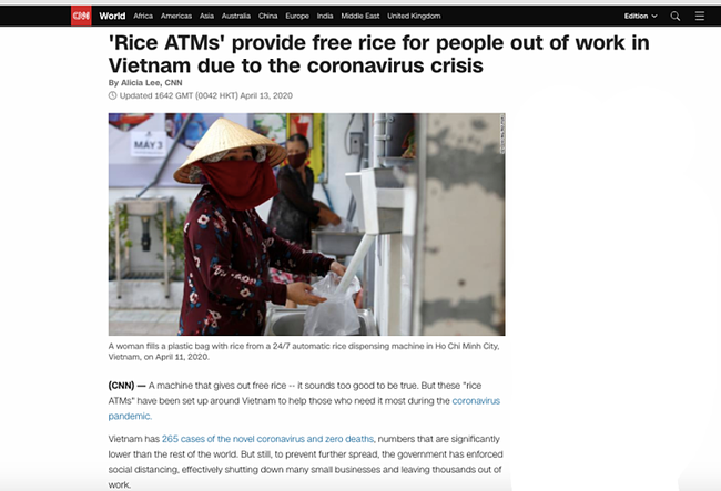 “ATM gạo” của Việt Nam xuất hiện trên một loạt các trang tin quốc tế với nhiều lời khen ngợi - Ảnh 1.