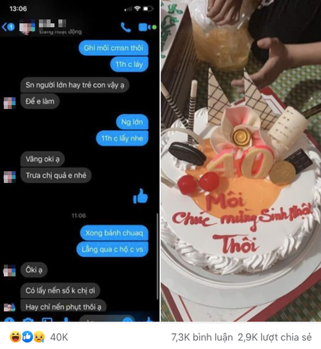 Đặt chiếc bánh kem chúc mừng sinh nhật kèm lời chúc viết vội, ai ngờ anh thợ thật thà 