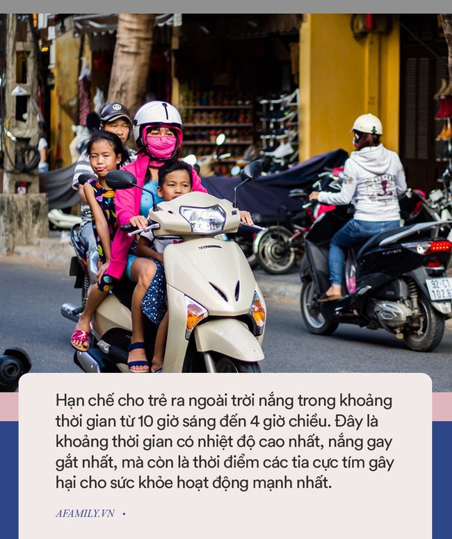 Chở con bằng xe máy dưới trời nắng nóng, cha mẹ cần lưu ý những điểm sau để trẻ không bị say nắng hay sốc nhiệt - Ảnh 4.