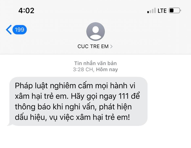 Bộ Thông tin – Truyền thông liên tục gửi tin nhắn thông báo cho người dân cách tố cáo các hành vi xâm hại trẻ em - Ảnh 1.