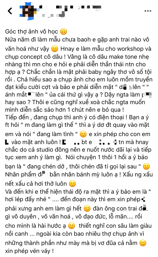 Một photographer bị mẫu ảnh tố vi phạm đạo đức nghề nghiệp, ăn nói &quot;bậy bạ&quot; trong lúc chụp hình, đã thế còn bao biện &quot;Tính anh như vậy, em không biết đùa à?&quot; - Ảnh 1.