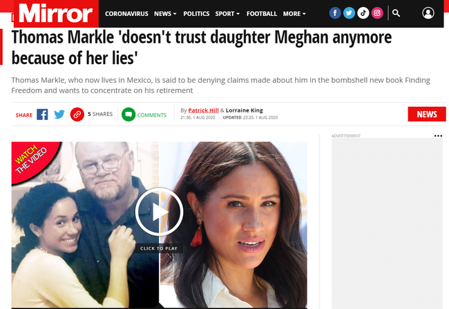 Cha Meghan Markle từ bỏ việc gặp lại con gái vì giờ đây Meghan chỉ nói lời gian dối - Ảnh 1.