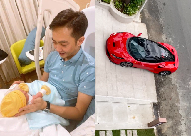 Cuong Do lamented that he had to stay home to take care of Dam Thu Trang's daughter, driving a multi-million dollar supercar to a cafe on Sunday afternoon - Photo 1.