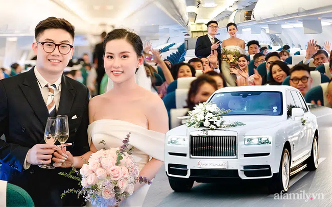 The lavish airplane bride procession of the Hanoi couple and Da Nang's bride, even more shocking is the appearance of the supercar worth tens of billions of dong!  Photo 1.