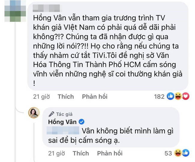 Bị khán giả yêu cầu cấm sóng vĩnh viễn, Hồng Vân lên tiếng: "Tôi không biết mình làm gì sai" - Ảnh 2.