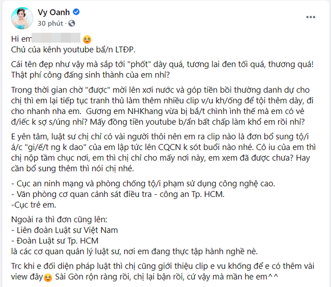 Vy Oanh tiếp tục gửi đơn kiện một YouTuber nổi tiếng sau khi tố cáo nữ CEO - Ảnh 2.