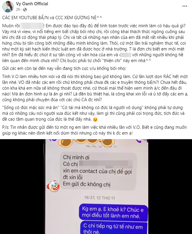 Antifan liên hệ xin lỗi, Vy Oanh chỉ tuyên bố một câu: "Muộn rồi" - Ảnh 2.