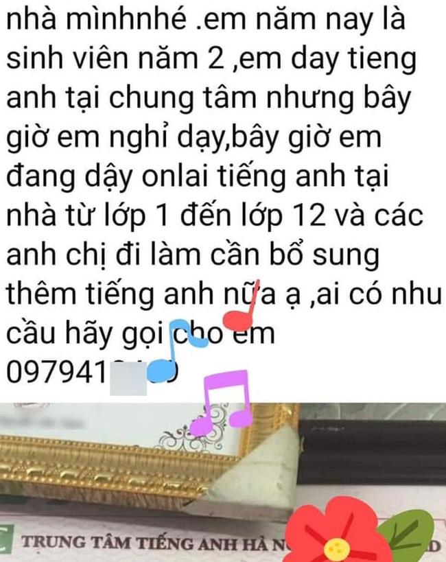 Sinh viên đăng tin nhận dạy kèm tiếng Anh online, chỉ sai 2 từ mà &quot;toang&quot; hết cả: Thế này ai dám cho con học? - Ảnh 1.