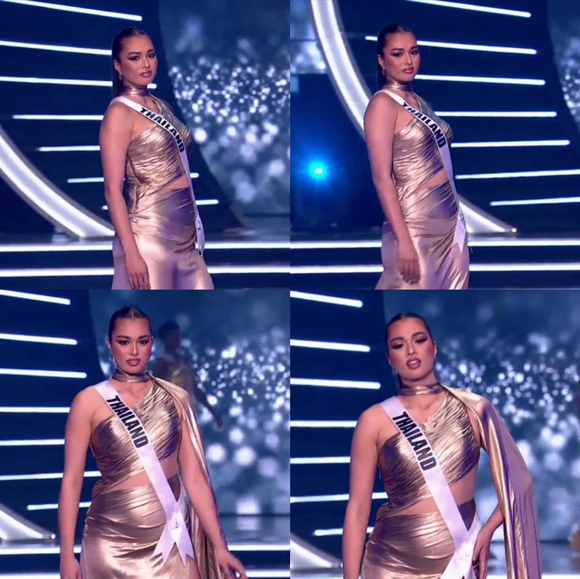 Bán kết Miss Universe 2021: Đại diện Thái Lan khiến BGK lẫn khán giả &quot;chết tâm&quot; vì lớp vải bóng nhẫy phủ bụng bia - Ảnh 3.
