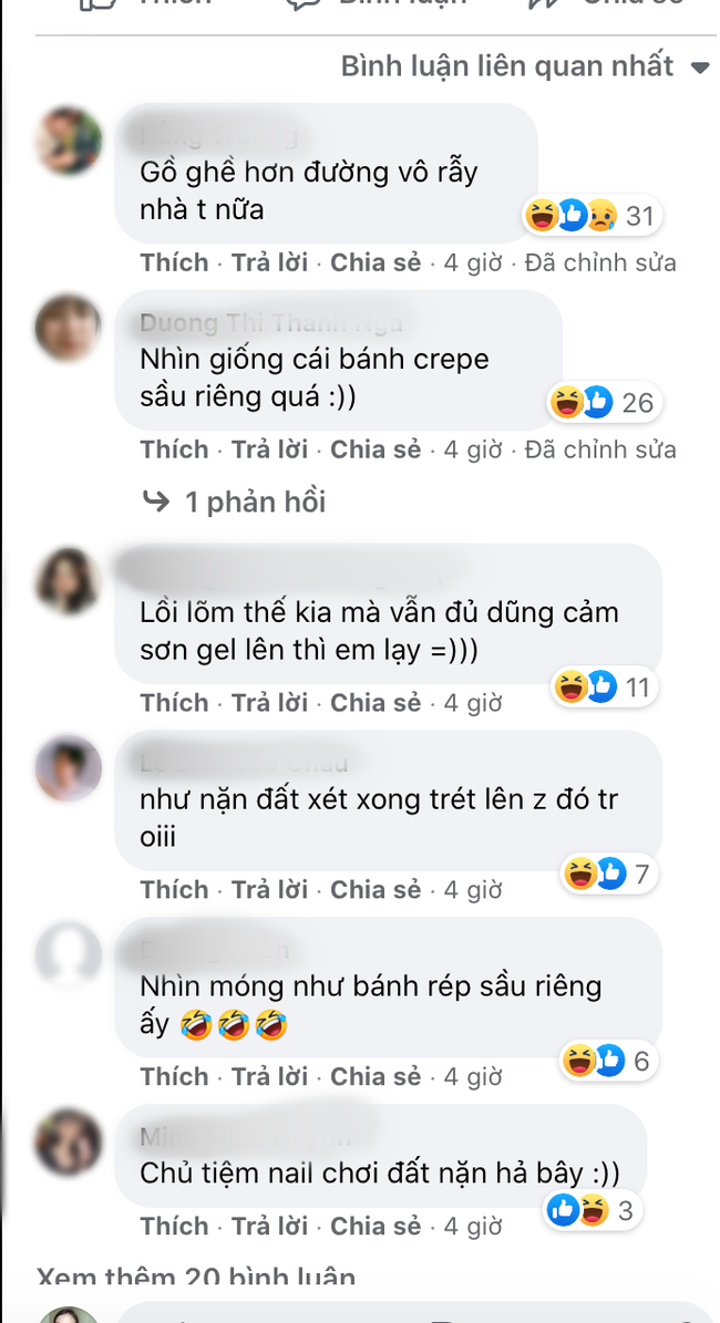 Cô gái chia sẻ bộ nail "cồng kềnh" giá 300 nghìn, dân mạng thi nhau so sánh: Vừa giống bánh crepe vừa giống đất nặn nhưng lại uốn lượn như đường lên rẫy - Ảnh 3. Cô gái chia sẻ bộ nail "cồng kềnh" giá 300 nghìn, dân mạng thi nhau so sánh: Vừa giống bánh crepe vừa giống đất nặn nhưng lại uốn lượn như đường lên rẫy - Ảnh 3.