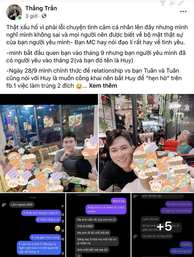 MC điển trai của loạt show dành cho LGBT bị bồ đồng giới tố yêu cùng lúc 2 người, lên TV nói đạo lý bên ngoài không như thế - Ảnh 1.